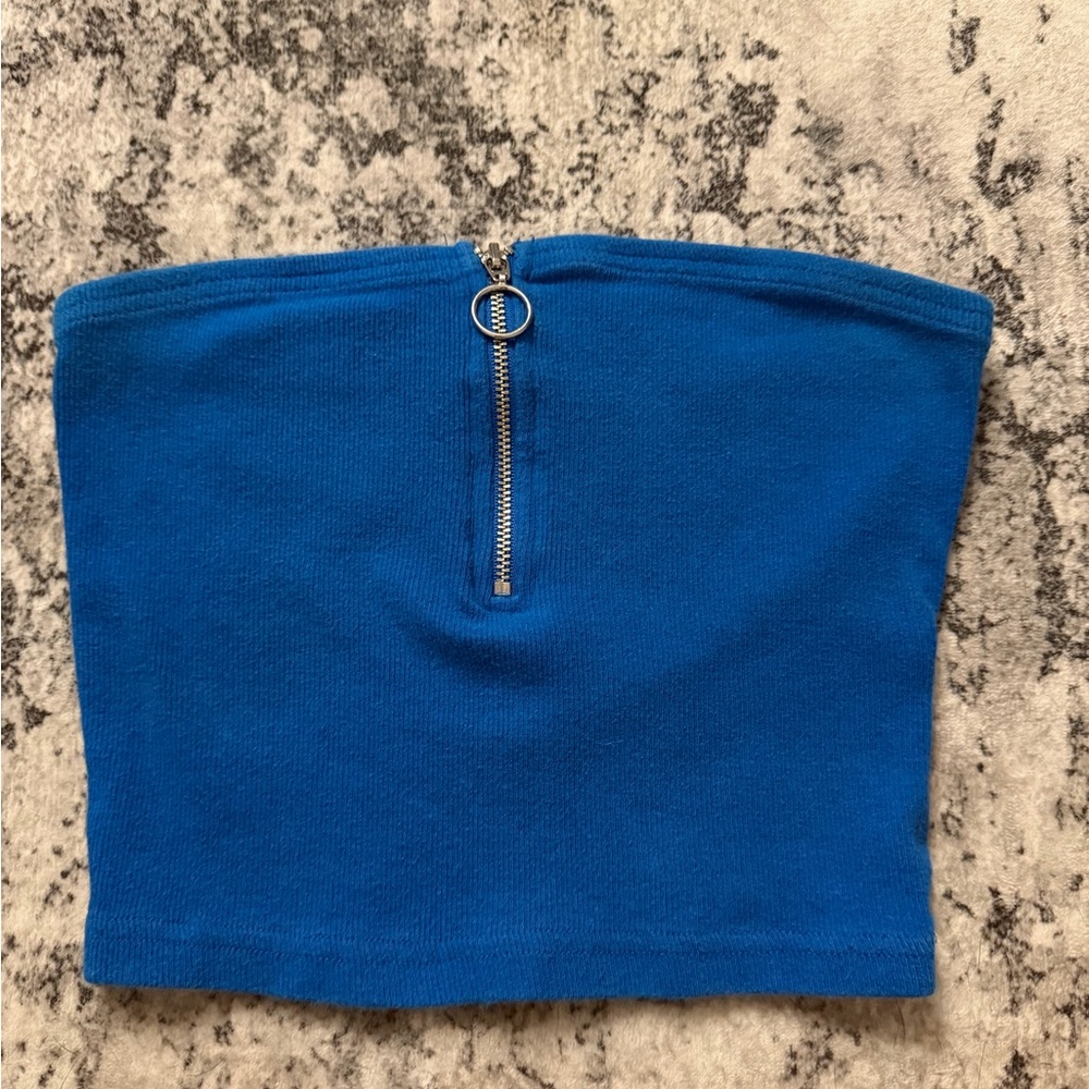 Me to We Electric Blue Strapless Tube Top with Ring Zipper